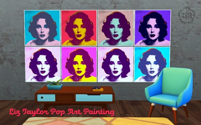 Sims 4 Elizabeth Taylor and Elvis Presley Pop Art Painting by Noir Noir at Mod The Sims