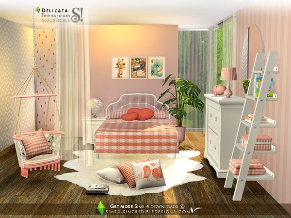 Sims 4 Delicata teen bedroom by SIMcredible at TSR