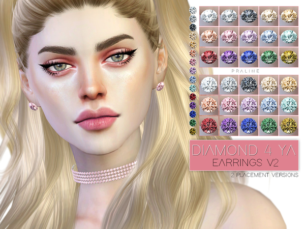 Sims 4 Diamond 4 Ya Earrings Duo by Pralinesims at TSR