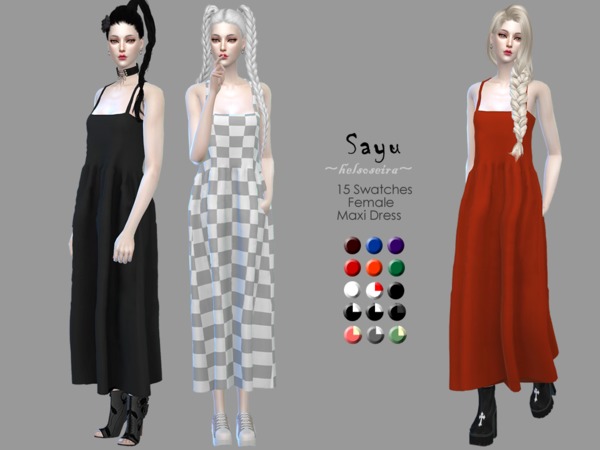 Sims 4 SAYU Maxi Dress by Helsoseira at TSR