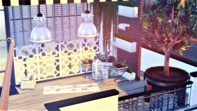 Sims 4 White modern by the river house at Agathea k