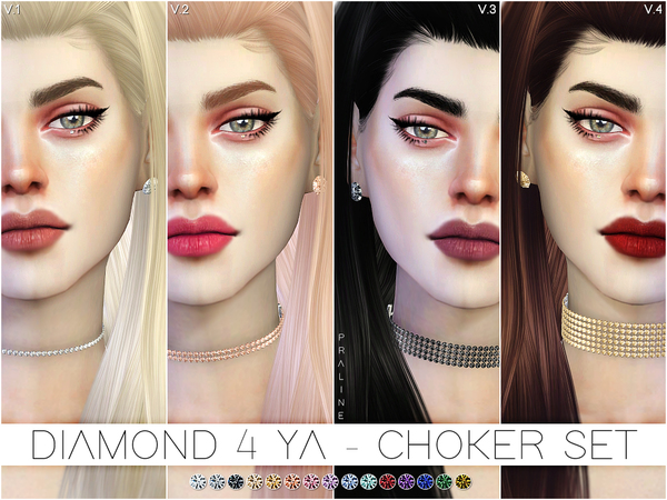 Sims 4 Diamond 4 Ya Choker Set by Pralinesims at TSR