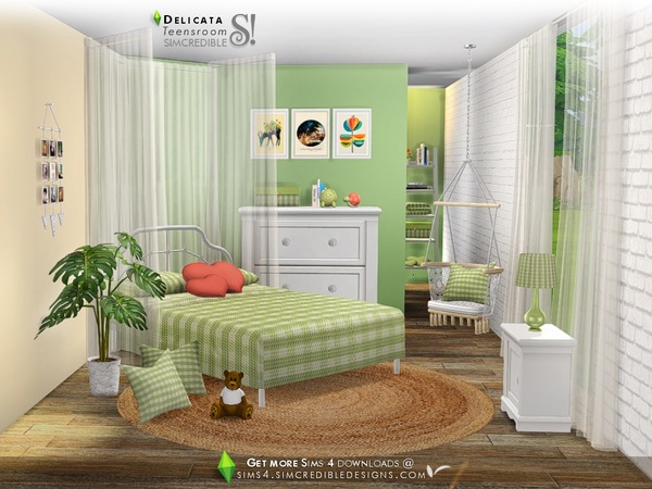 Sims 4 Delicata teen bedroom by SIMcredible at TSR