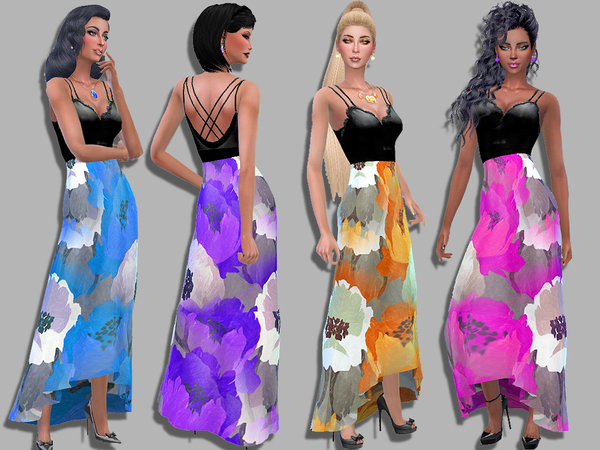Sims 4 Elora long dress by Simalicious at TSR