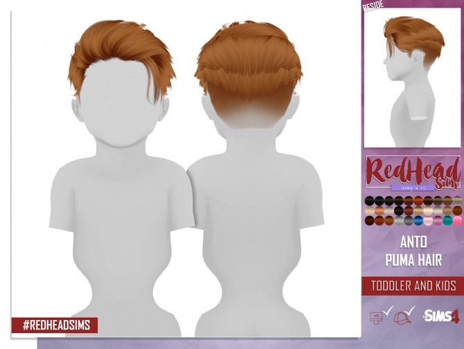 Sims 4 ANTO PUMA HAIR KIDS AND TODDLER by Thiago Mitchell at REDHEADSIMS