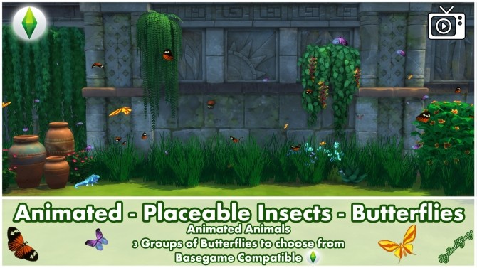 Sims 4 Animated Placeable Insects Jungle Butterflies by Bakie at Mod The Sims