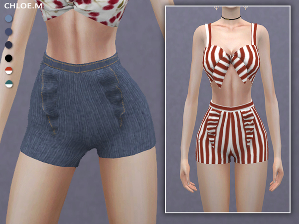 Sims 4 Shorts with falbala by ChloeMMM at TSR