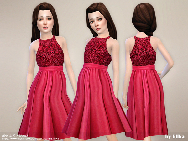 Sims 4 Alecia Mix Dress by lillka at TSR