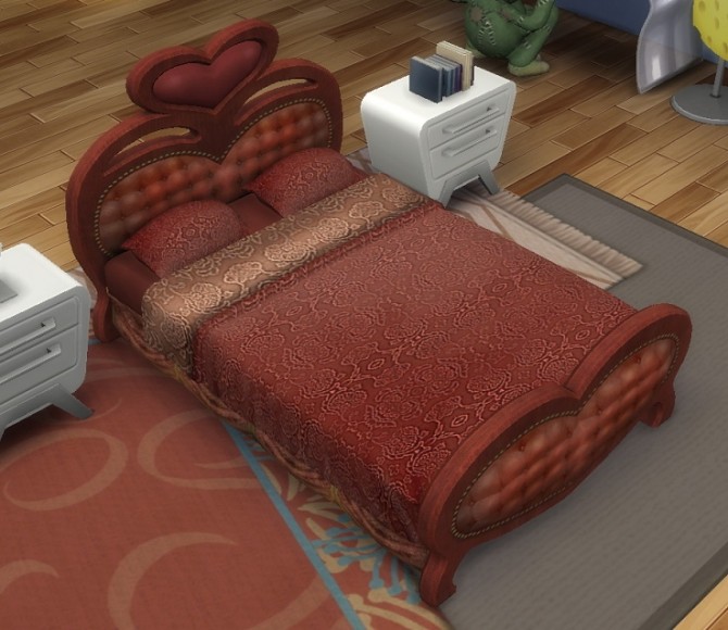 Sims 4 2 to 4 More Romantic than You Double Bed by BigUglyHag at SimsWorkshop