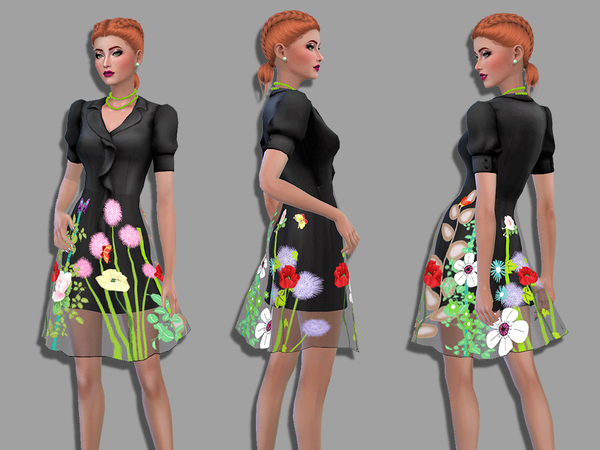 Sims 4 Pauline black dress by Simalicious at TSR