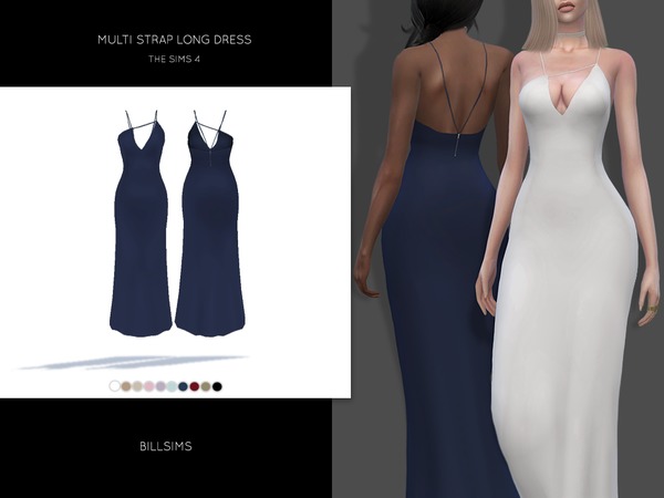 Sims 4 Multi Strap Long Dress by Bill Sims at TSR