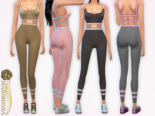 Sims 4 Stripe Detail Contrast Leggings by Harmonia at TSR
