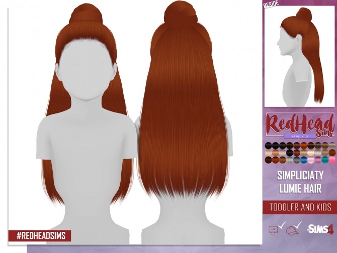 Sims 4 SIMPLICIATY LUMIE HAIR KIDS AND TODDLER VERSION at REDHEADSIMS