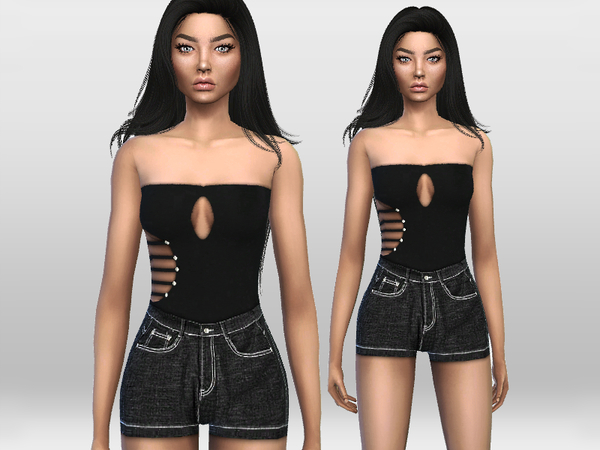 Sims 4 Pretty in Black Outfit by Puresim at TSR