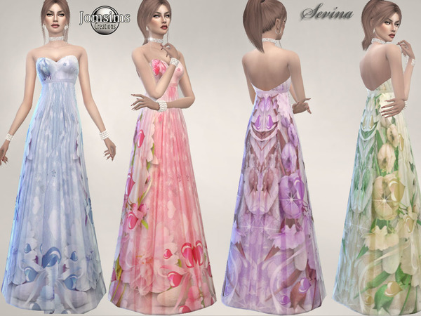 Sims 4 Sevina dress by jomsims at TSR