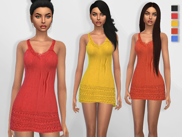 Sims 4 Summer Crochet Dress by Puresim at TSR