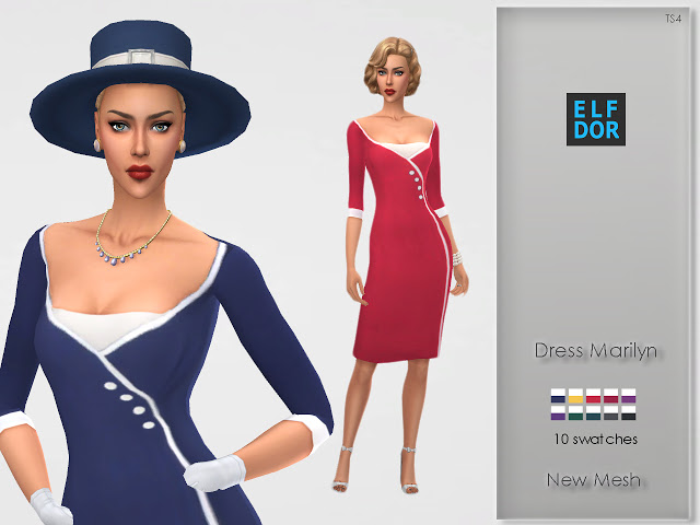 Sims 4 Dress Marilyn at Elfdor Sims