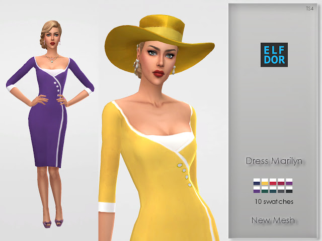 Sims 4 Dress Marilyn at Elfdor Sims