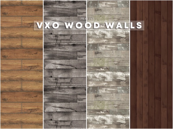 Sims 4 VXO Wood Walls by Pralinesims at TSR