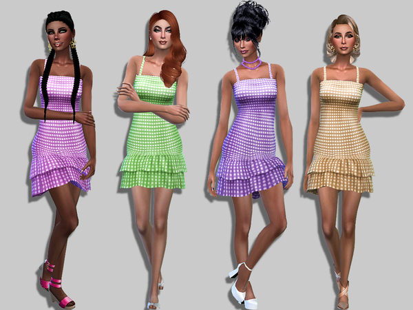 Sims 4 Vichy dress by Simalicious at TSR