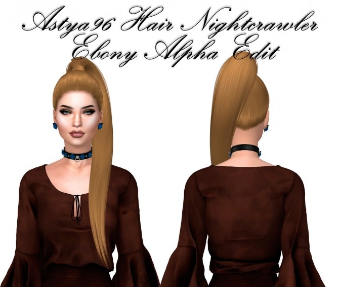 Sims 4 Nightcrawler Hair Ebony Alpha Edit at Astya96