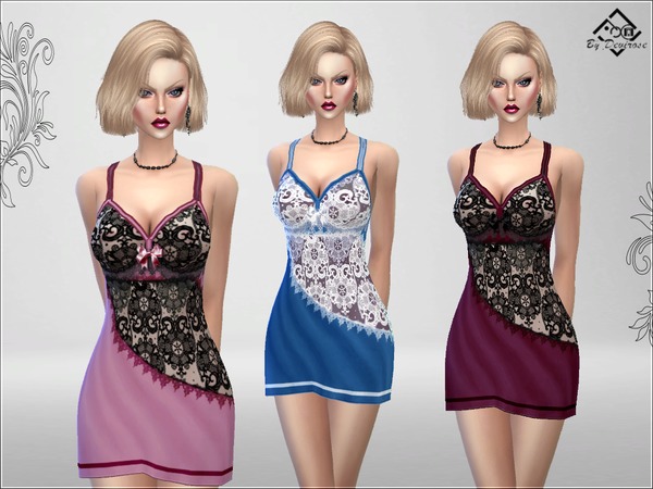 Sims 4 Chemise Lace Dream Nightgown by Devirose at TSR