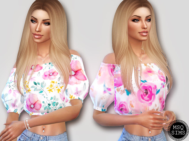 Sims 4 Flower Blouse at MSQ Sims
