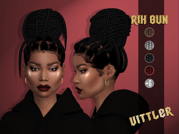 Sims 4 Rih Bun & Dreads with Pearl Pins at Vittler Universe