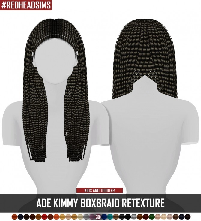 Sims 4 ADE KIMMY BOXBRAID HAIR RETEXTURE at REDHEADSIMS