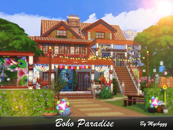 Sims 4 Boho Paradise house by MychQQQ at TSR