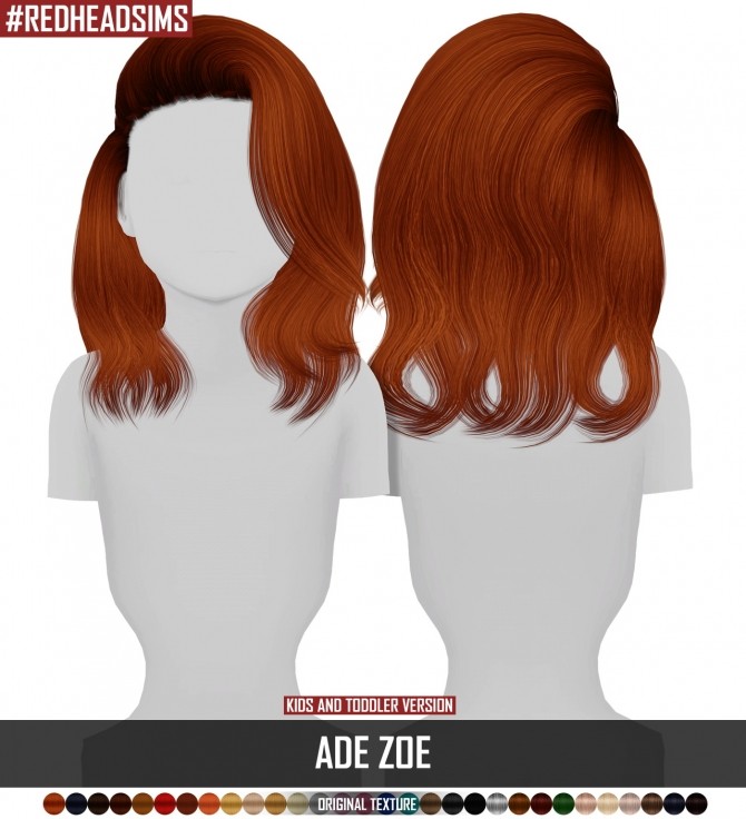 Sims 4 ADE ZOE Hair KIDS AND TODDLER VERSION at REDHEADSIMS