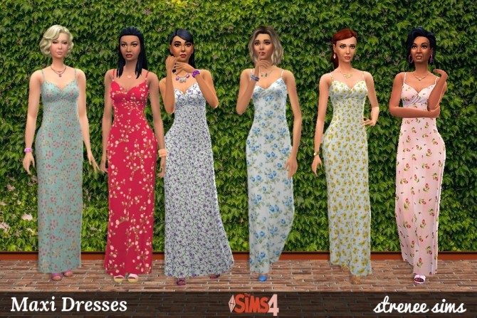 Sims 4 21 Maxi Dresses at Strenee Sims