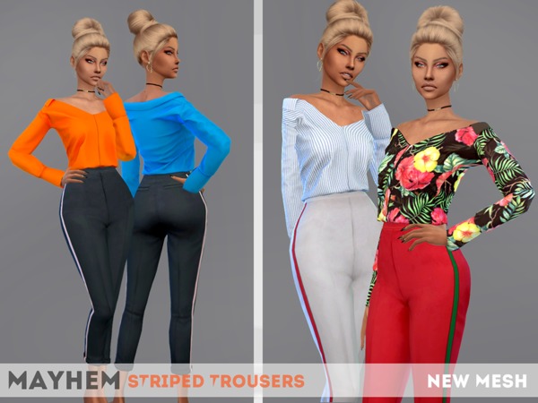 Sims 4 Striped trousers 01 by mayhem sims at TSR