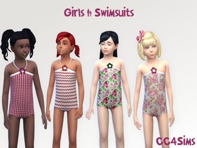 Sims 4 Girl swimsuits by Christine at CC4Sims