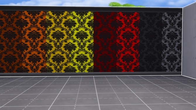 Sims 4 Damask Wallpaper Black version 1of2 by angea at Mod The Sims