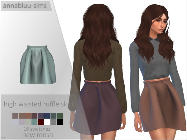 Sims 4 High Waisted Ruffle Skirt by Annabluu at TSR