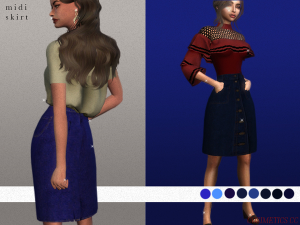 Sims 4 Midi skirt by cosimetics at TSR