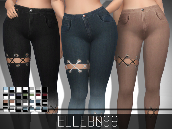 Sims 4 Lace Up Jeans by Elleb096 at TSR