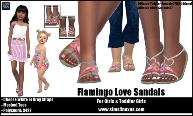 Sims 4 Flamingo Love Sandals by SamanthaGump at Sims 4 Nexus