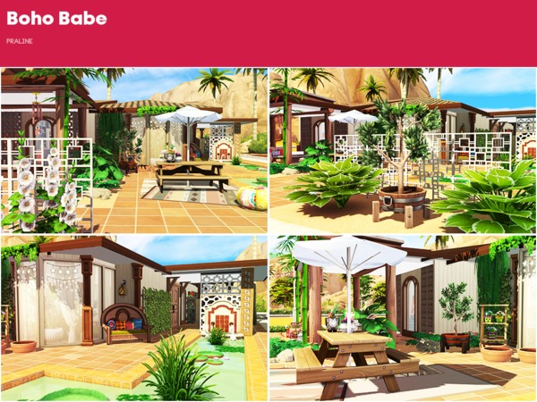 Sims 4 Boho Babe house by Pralinesims at TSR