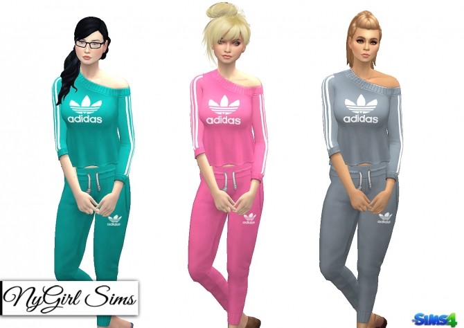 Sims 4 Cropped Jogger Pant and Off Shoulder Sweater at NyGirl Sims