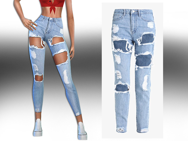 Sims 4 High Rise Ultra Ripped Jeans by Saliwa at TSR