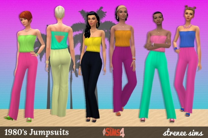 Sims 4 1980s Jumpsuits at Strenee Sims