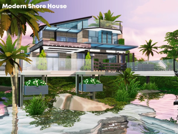 Sims 4 Modern Shore House by Pralinesims at TSR