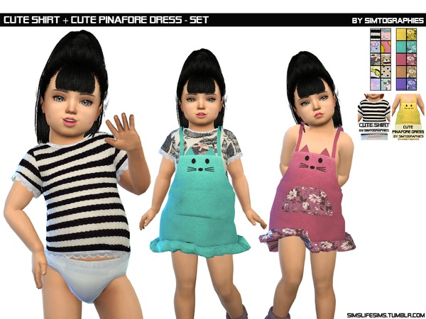 Sims 4 Cute Shirt + Cute Pinafore Dress by simtographies at TSR