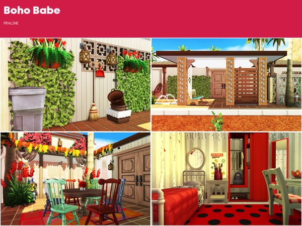 Sims 4 Boho Babe house by Pralinesims at TSR