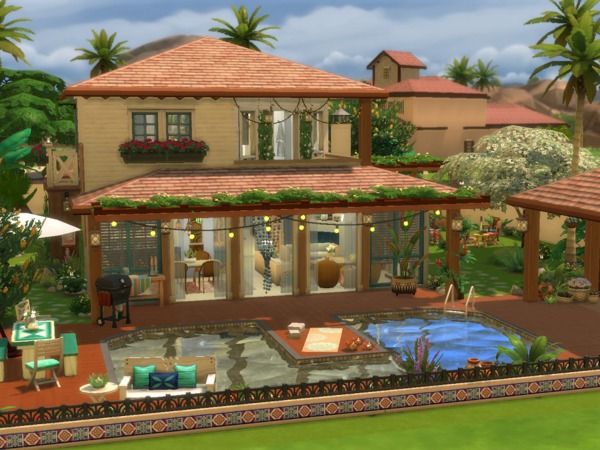 Sims 4 La Mimosa house (no CC) by Suanin at TSR