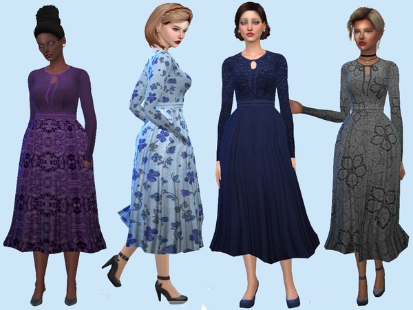 Sims 4 Prim and Proper retexture of SLYD dress by Jasmine146 at TSR