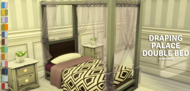 Sims 4 Draping Palace Double Bed at Simlish Designs