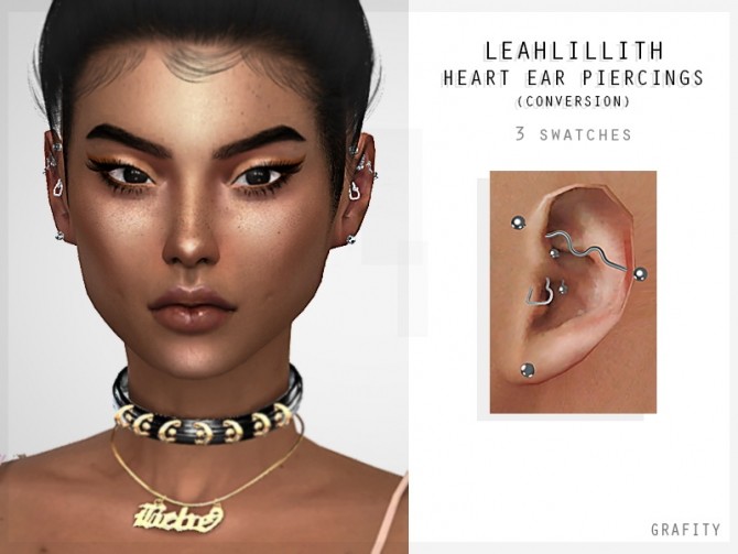 Sims 4 LEAHLILLITH HEART EAR PIERCINGS at Grafity cc